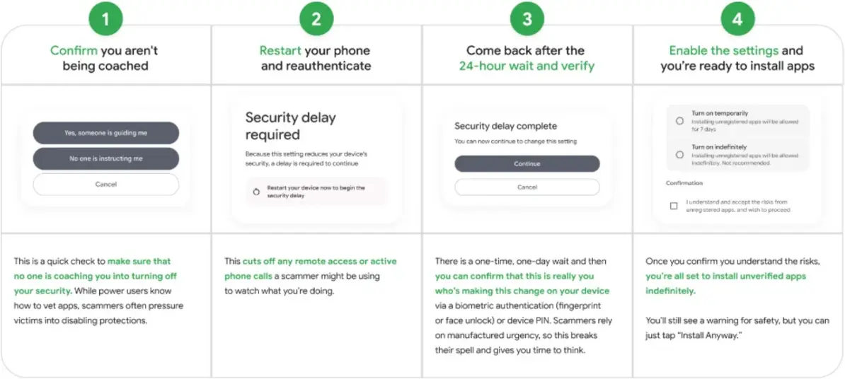 Google внедряет «Advanced Flow» для безопасной установки APK на Android