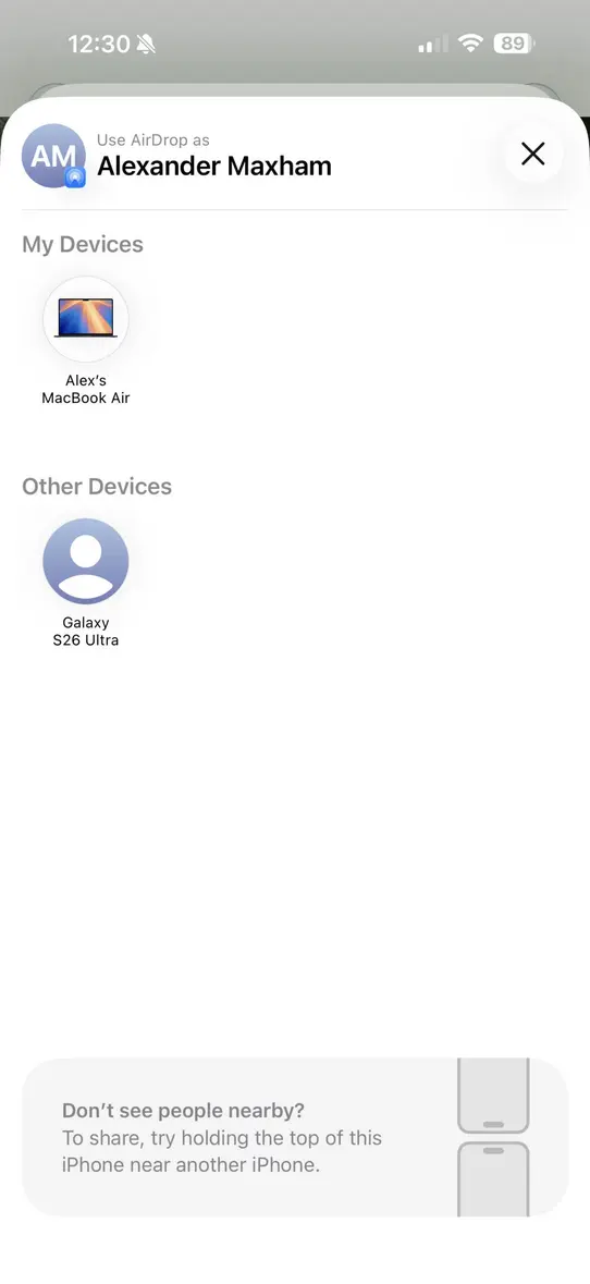 Как использовать AirDrop на Samsung Galaxy S26 Series