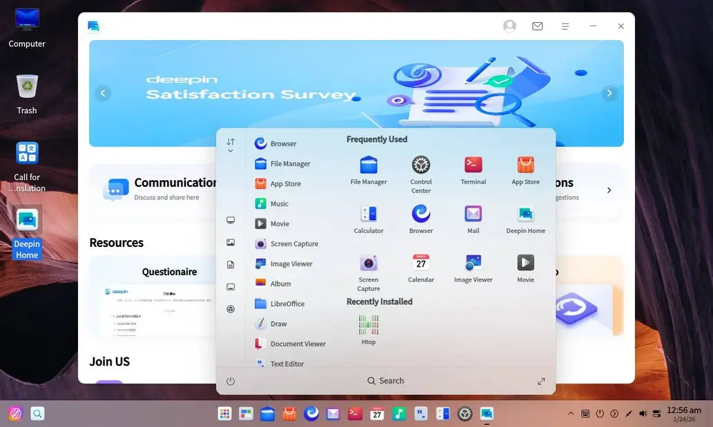 Китайская Deepin Linux получила стильный рабочий стол и, конечно же, встроенный AI
