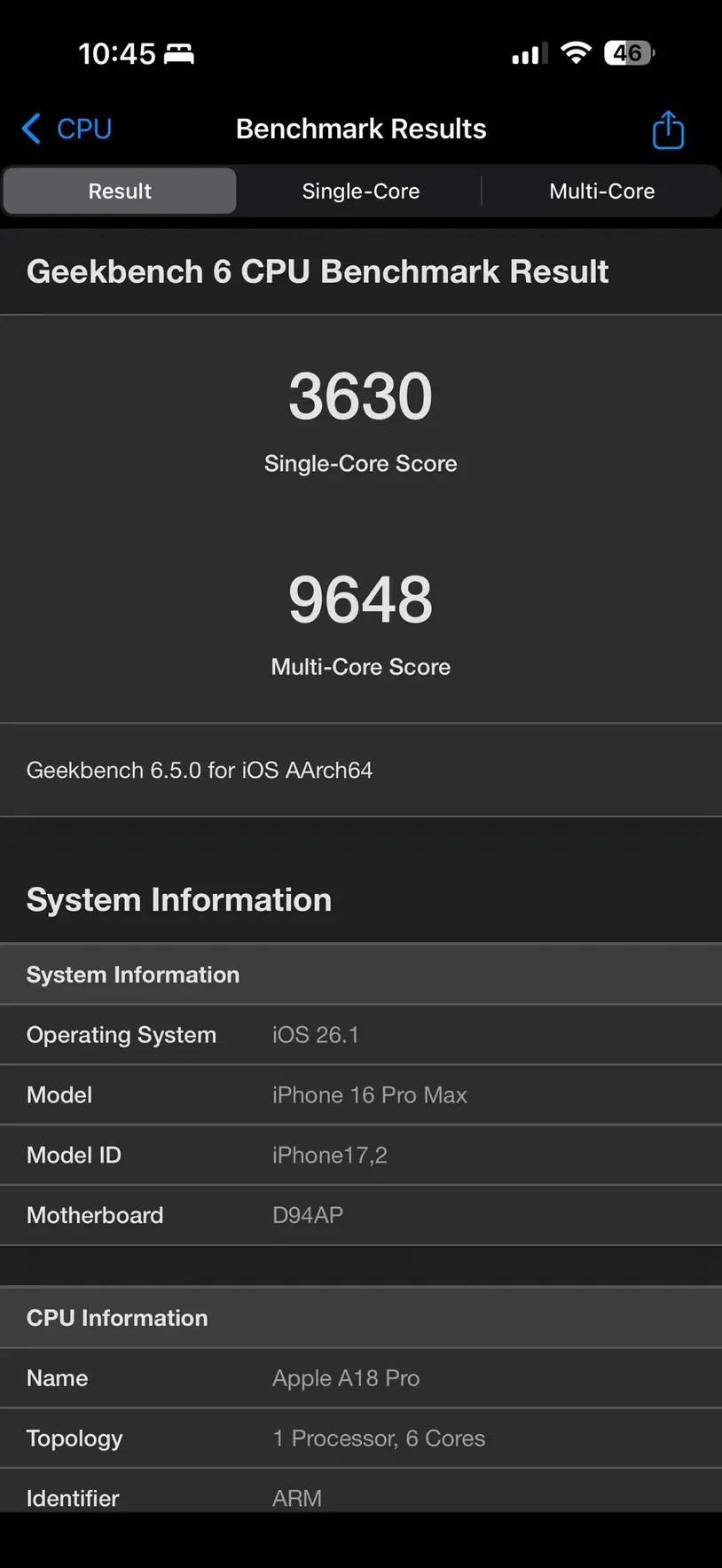 Владелец iPhone 16 Pro Max демонстрирует, что A18 Pro может соперничать с разогнанным A19 Pro по производительности в одноядерных и многоядерных задачах при надлежащем охлаждении