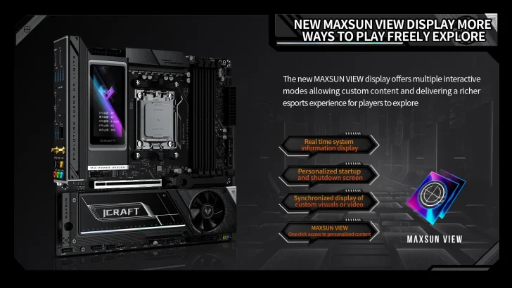 Maxsun Представляет Материнскую Плату iCraft X870M, Поддерживающую Процессоры AMD Ryzen Нового Поколения С TDP 400 Вт, Крупным Дисплеем и Охлаждением PCH Вентилятором