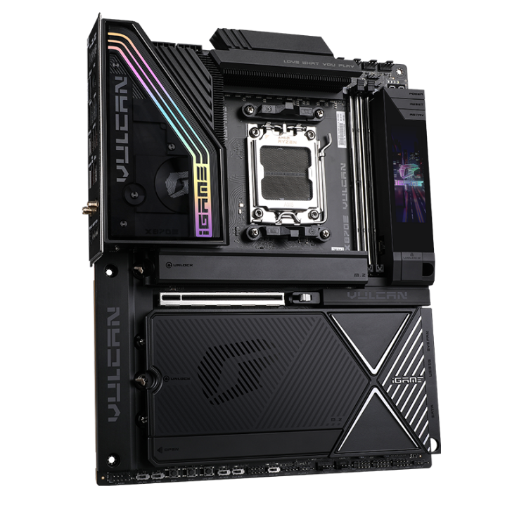 Colorful представила флагманскую материнскую плату для сокета AM5 — iGame X870E Vulcan OC V14: DDR5-10000, ЖК‑дисплей и 22‑фазный VRM