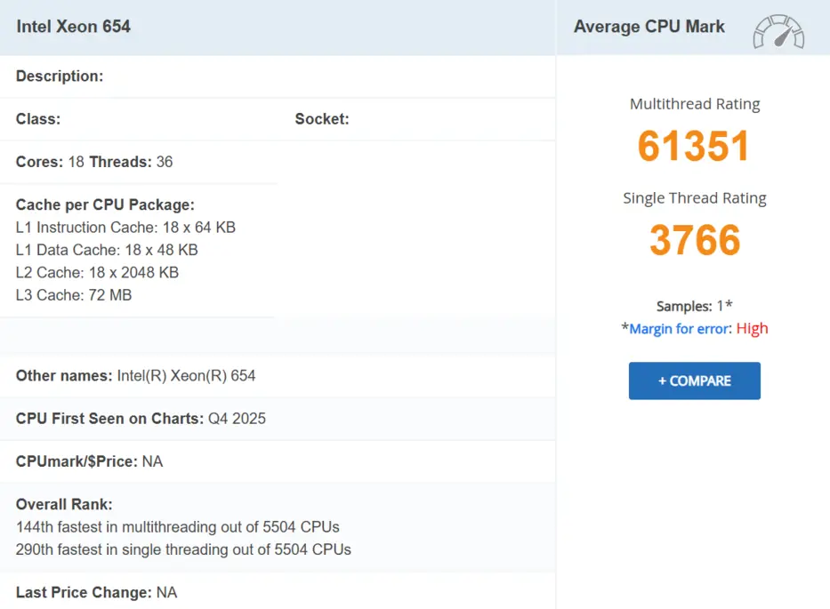 18-ядерный процессор Intel Xeon 654 