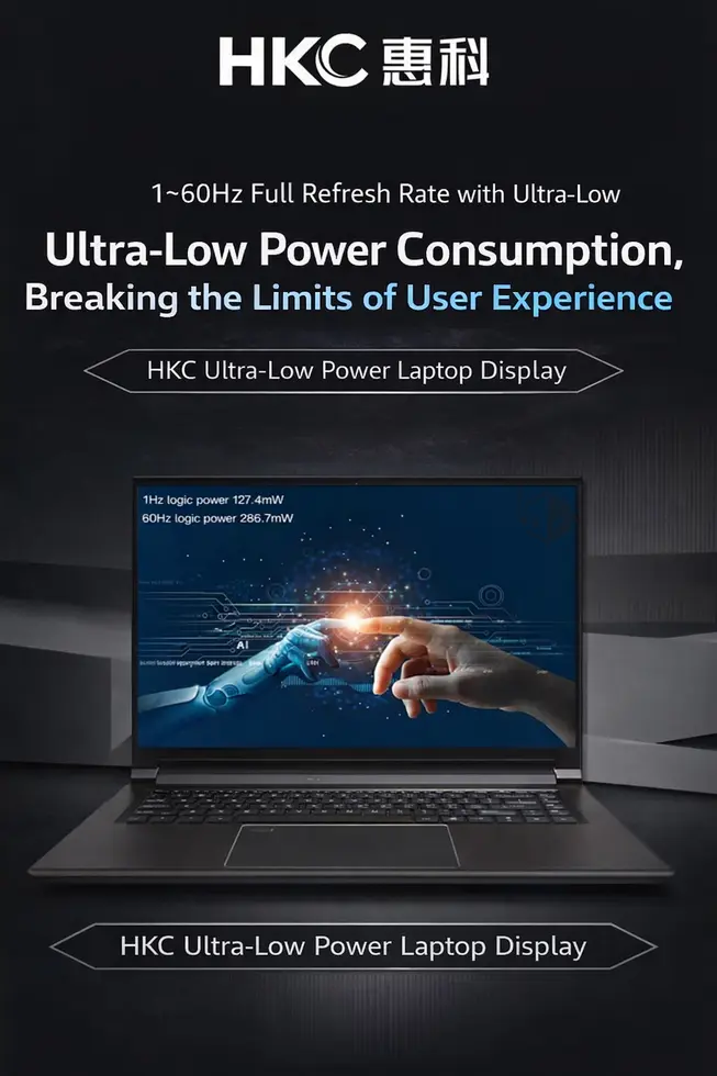 HKC представляет дисплей для ноутбука с низким энергопотреблением (1&ndash;60 Гц), потребляющий всего 0,13 Вт
