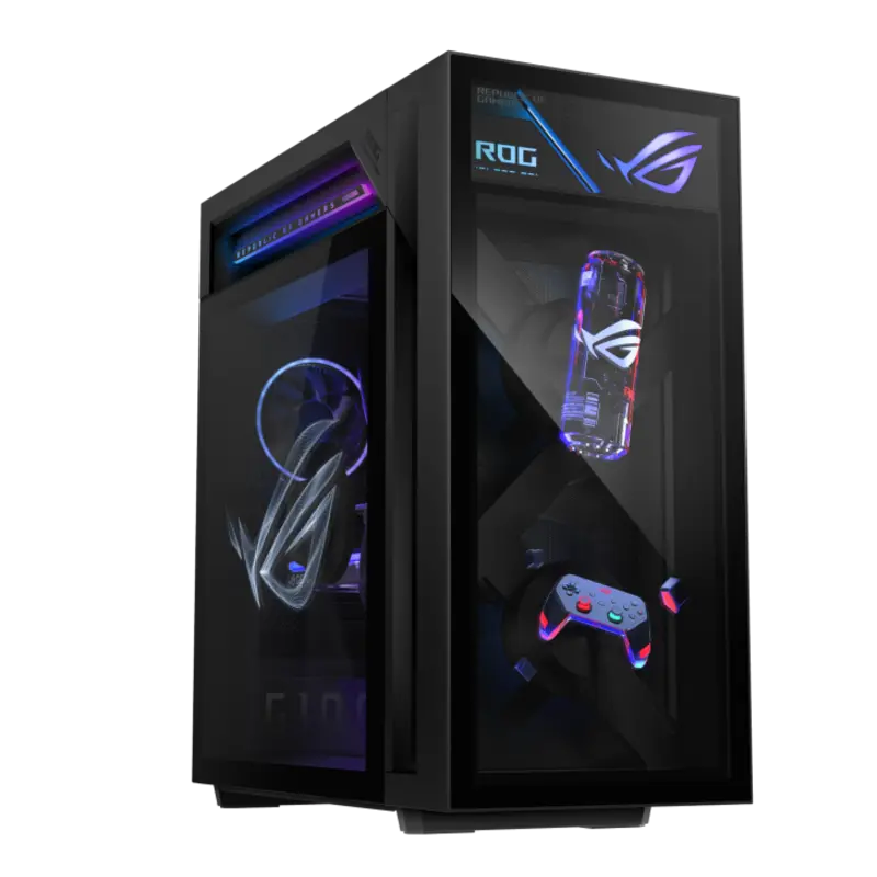 ASUS G1000 &mdash; флагманский игровой ПК ROG: корпус E-ATX, голографические вентиляторы AniMe Holo, СЖО 420 мм, процессор Ryzen 9 и видеокарта RTX 5090.