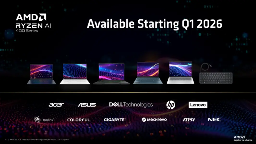 Представлены мобильные процессоры AMD Ryzen AI 400: до 12 ядер Zen 5, частота до 5,2 ГГц, производительность 60 TOPS, память 8533 MT/s и превосходство над Lunar Lake на 70% при том же TDP.