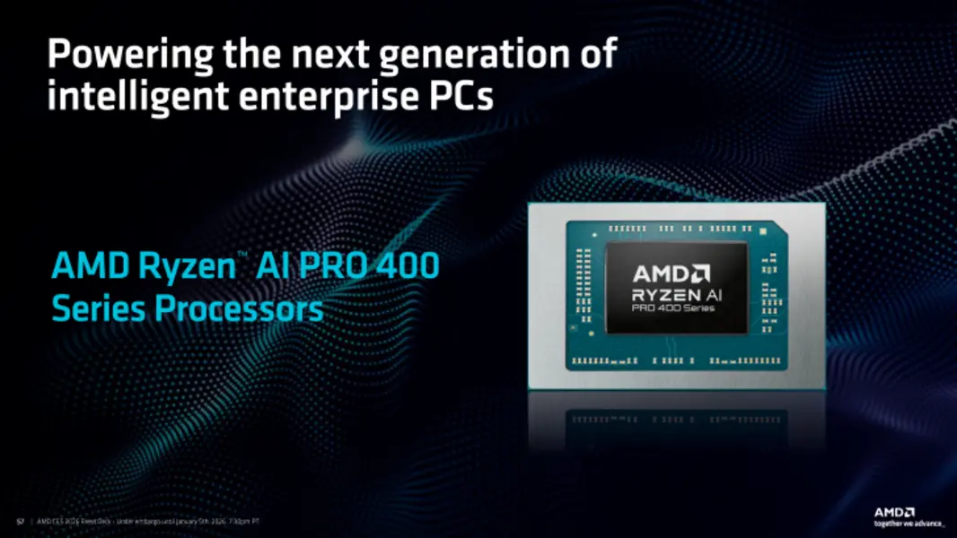 Представлены мобильные процессоры AMD Ryzen AI 400: до 12 ядер Zen 5, частота до 5,2 ГГц, производительность 60 TOPS, память 8533 MT/s и превосходство над Lunar Lake на 70% при том же TDP.