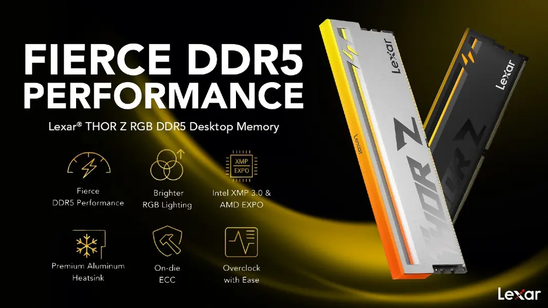 Lexar представляет модуль памяти DDR5 THOR Z RGB объёмом 32 ГБ с частотой 6000 МТ/с и таймингами CL36.