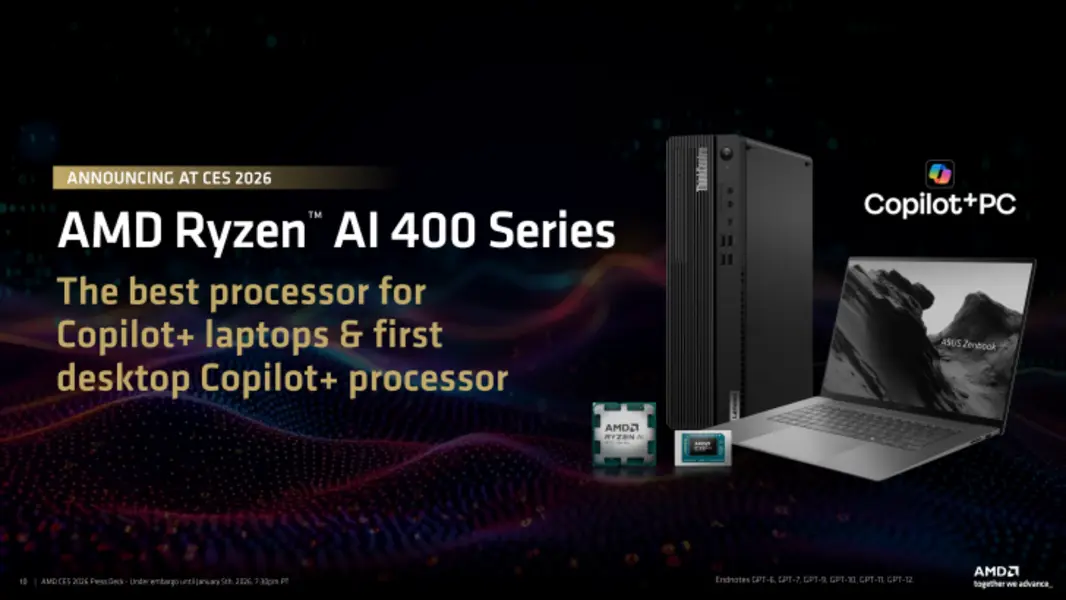 AMD подтверждает выход гибридных процессоров Ryzen AI 400 и Ryzen AI PRO 400 для настольных ПК на платформе AM5: на базе ядер Zen 5, графики RDNA 3.5 и нейронного процессора XDNA 2.