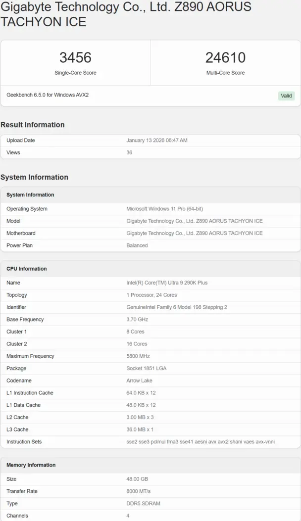 Всплыли результаты тестов процессора Intel Core Ultra 9 290K Plus 