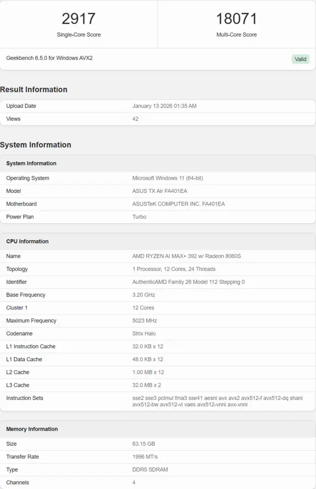 Первые тесты 12-ядерного процессора AMD Ryzen AI MAX+ 392