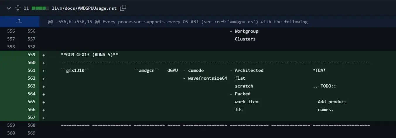 AMD добавляет GFX13 в LLVM, подтверждая раннюю поддержку RDNA 5