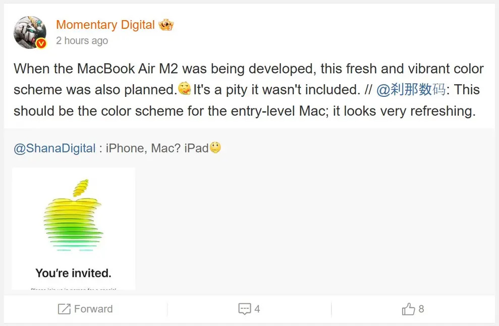 Яркие цвета бюджетного MacBook должны были появиться в M2 MacBook Air, но Apple отказалась от этой идеи