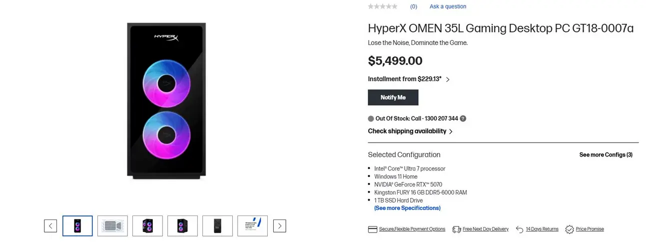 HP готовит настольный ПК HyperX OMEN 35L: мощь Core Ultra 7 270K и 24 ядра для максимальной производительности