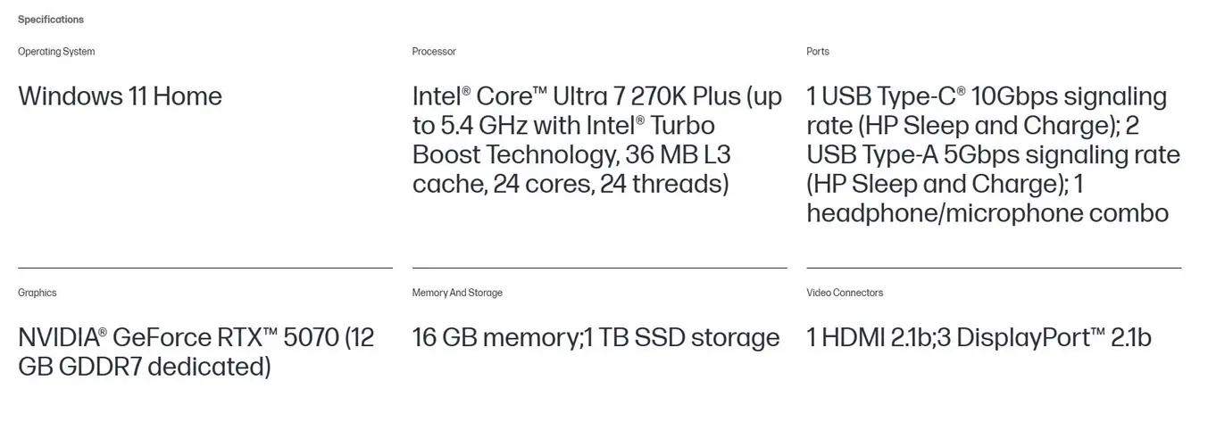 HP готовит настольный ПК HyperX OMEN 35L: мощь Core Ultra 7 270K и 24 ядра для максимальной производительности