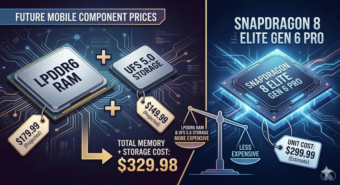 Связка памяти LPDDR6 и UFS 5.0 дороже самого процессора Snapdragon 8 Elite Gen 6 Pro: эта конфигурация достанется только топовым флагманам