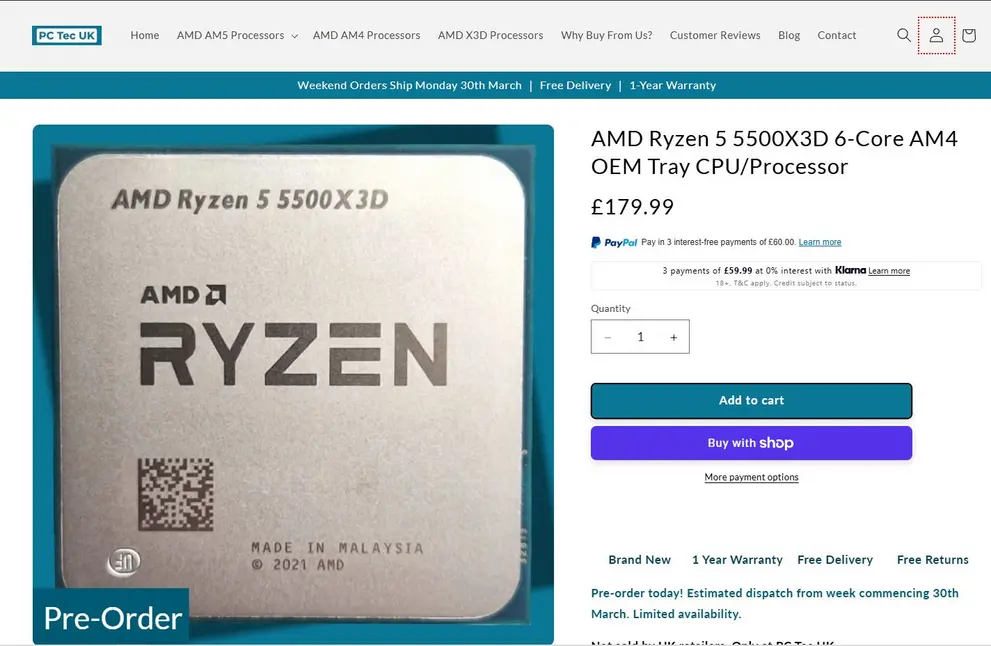 AMD Ryzen 5 5500X3D поступил в продажу в британском магазине по цене 237 долларов