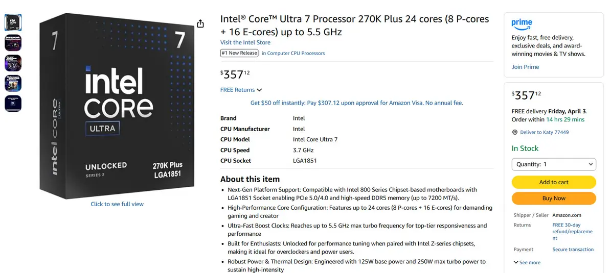 Цены на процессоры Intel Arrow Lake Refresh взлетели у крупных ритейлеров накануне запуска: 270K Plus от $329, 250K Plus от $219