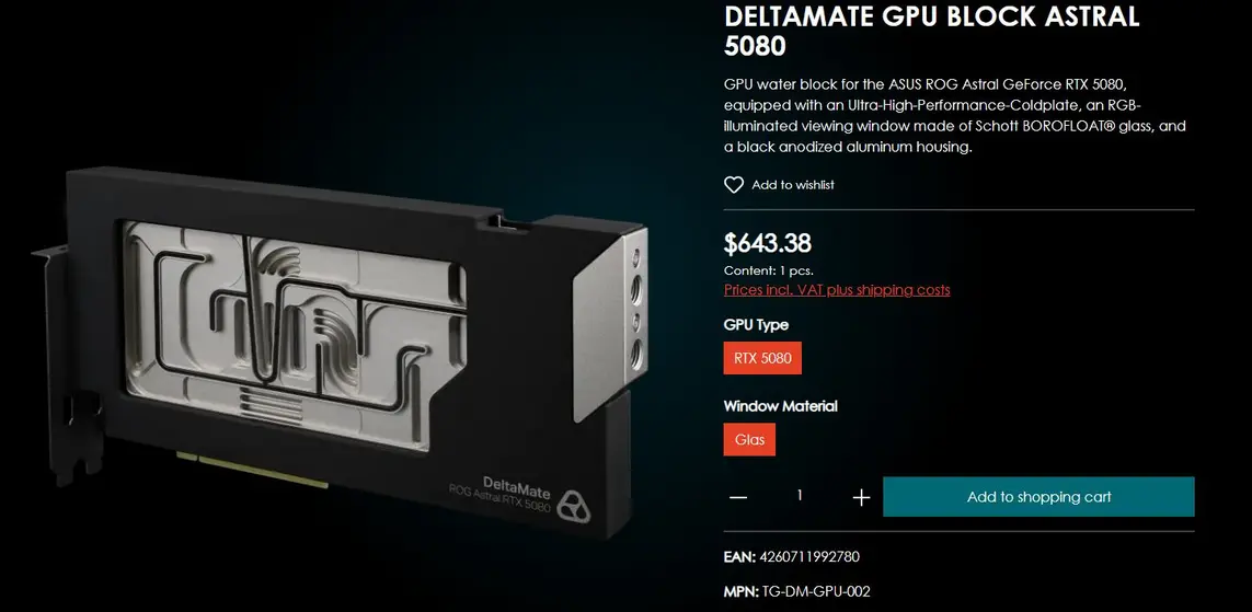 Водоблок Thermal Grizzly Deltamate снижает температуру ROG Astral RTX 5080 почти на 20&deg;C: демонстрация от Der8auer
