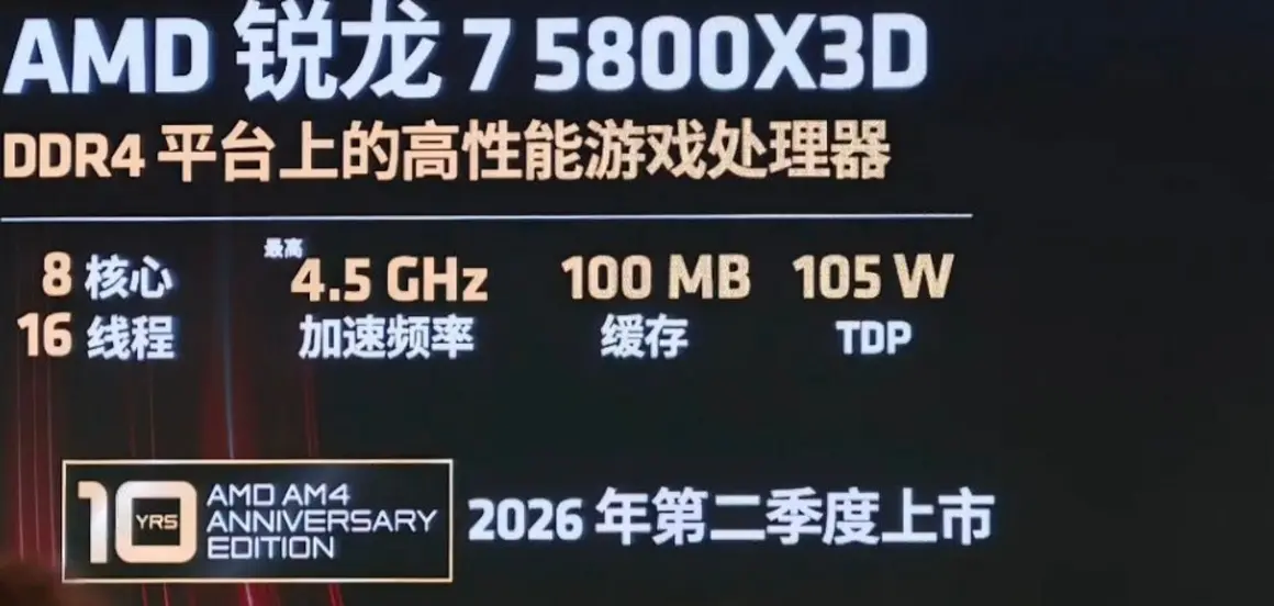 AMD Ryzen 7 5800X3D возвращается во втором квартале 2026 года: платформе AM4 исполняется 10 лет
