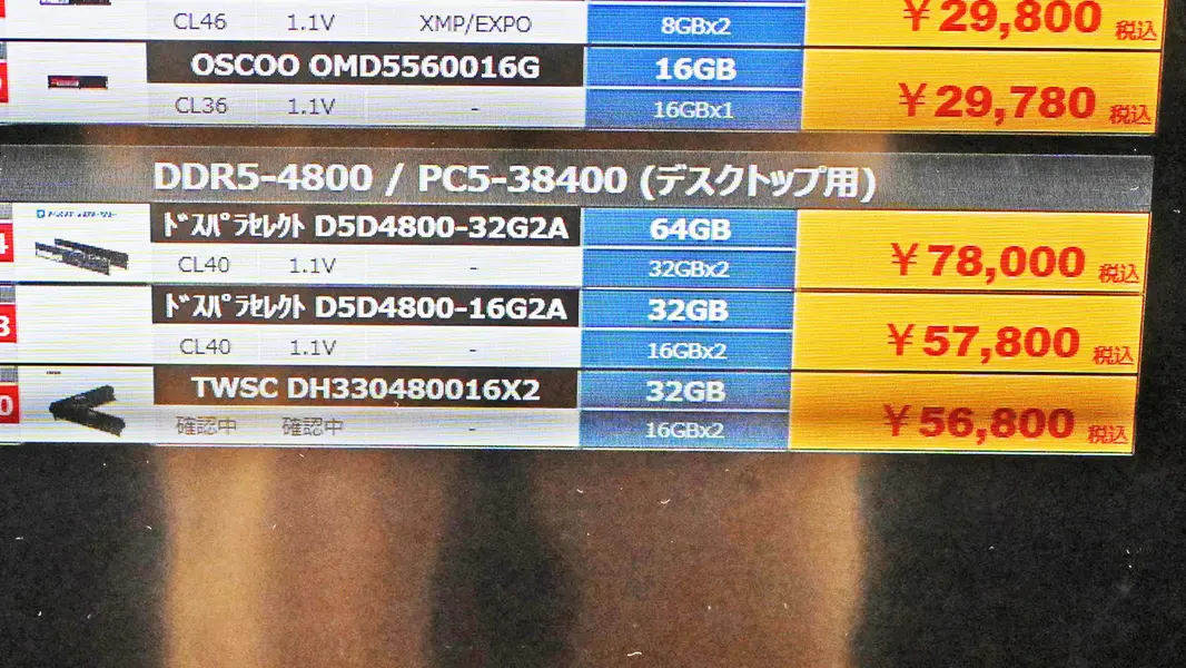 Цены на DDR5 RAM в Японии наконец пошли вниз: комплекты 64 ГБ впервые за четыре месяца дешевле 489 долларов