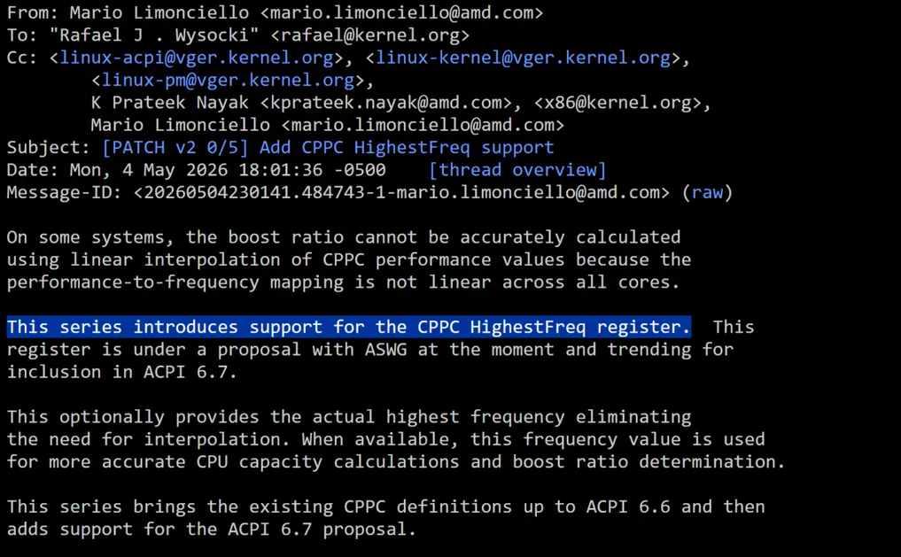 Новая функция CPPC HighestFreq от AMD покончила с догадками ОС о частотах: Windows и Linux теперь видят реальный буст Ryzen