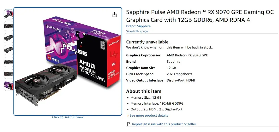 Эксклюзивная для Китая видеокарта AMD Radeon RX 9070 GRE внезапно появилась на Amazon US, обойдя региональные ограничения