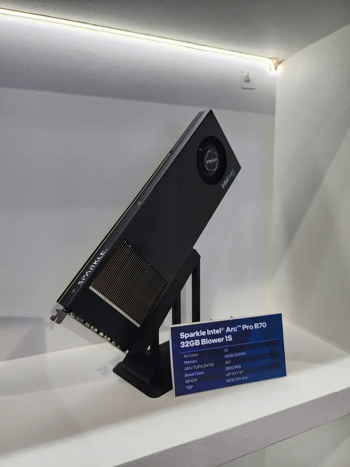 Sparkle уместила 32 ГБ Intel Arc Pro B70 в один слот, открыв путь к рабочим станциям с 256 ГБ VRAM