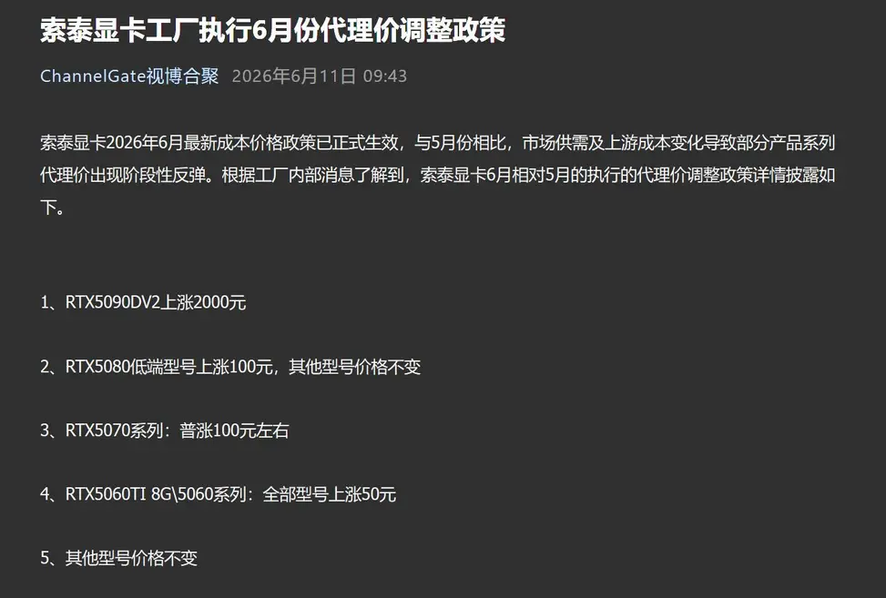 ZOTAC вслед за остальными повышает цены на RTX 50: взлет стоимости &laquo;VRAM&raquo; тянет на дно всех партнеров NVIDIA