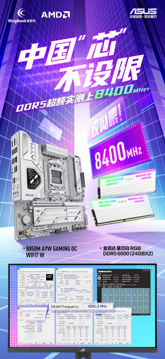 ASUS показала разгон китайской DDR5-памяти CXMT до 8400 МТ/с на платах AM5: комплекты Kingbank и Lexar на 48 ГБ и 32 ГБ