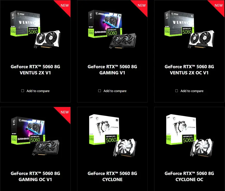 MSI незаметно добавила четыре GPU RTX 5060 с &laquo;Die&raquo; GB205 вместо GB206