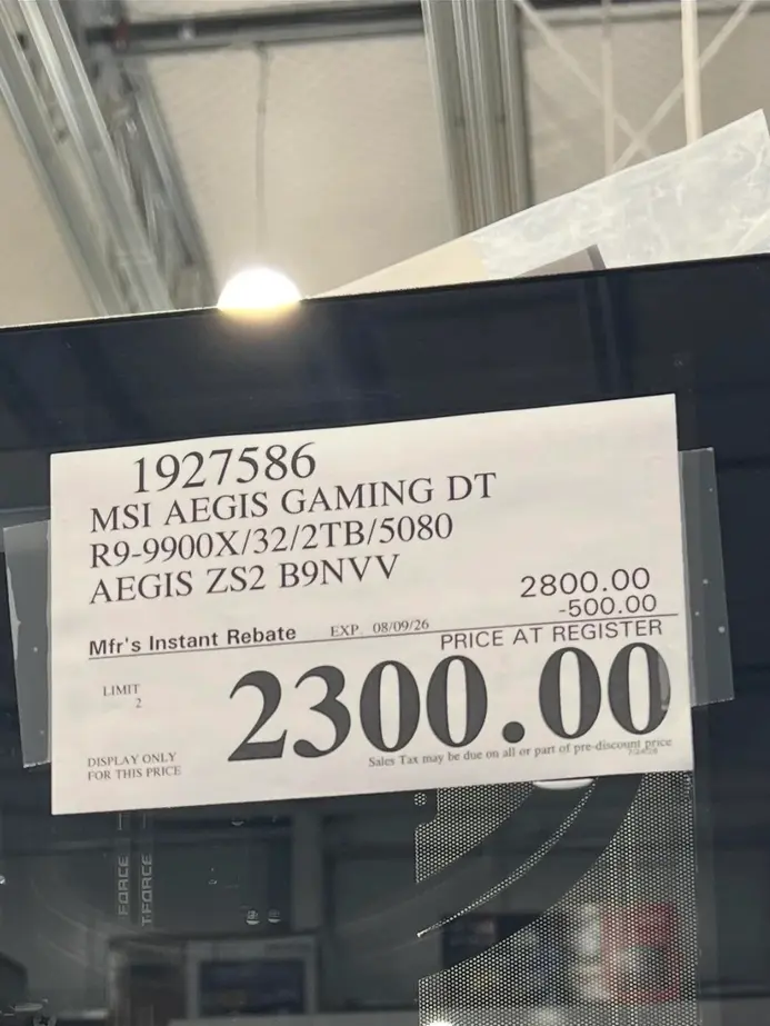 Пользователь сэкономил $900, заполучив игровой ПК с RTX 5080 за $1900 в Costco