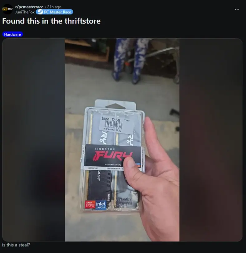 Реддитор урвал комплект памяти Kingston Fury 32 ГБ DDR5 стоимостью $600 всего за $14 в голландском секонд-хенде