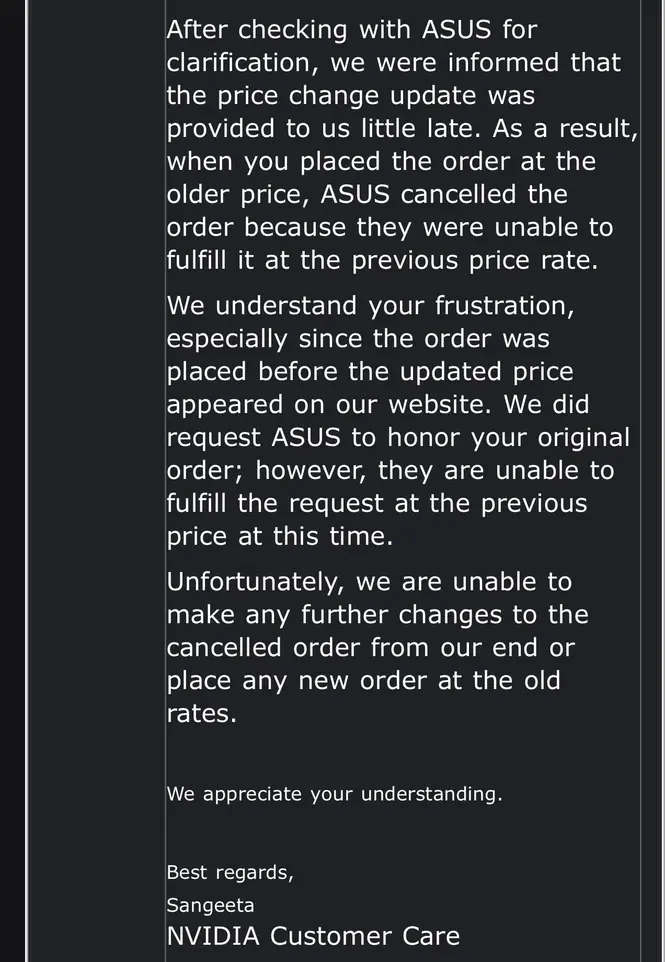 ASUS отменил заказ и требует $5090 за RTX 5090 у покупателя, уже заплатившего $4607