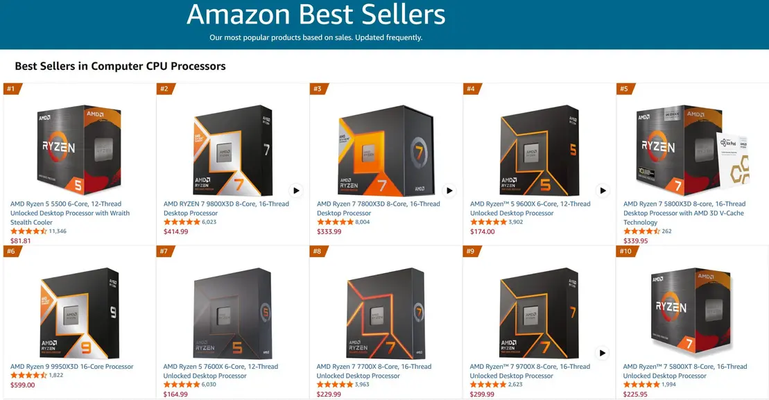 Стареющая платформа AMD AM4 отказывается умирать: Ryzen 5 5500 и 5800X3D доминируют на фоне дорогой DDR5