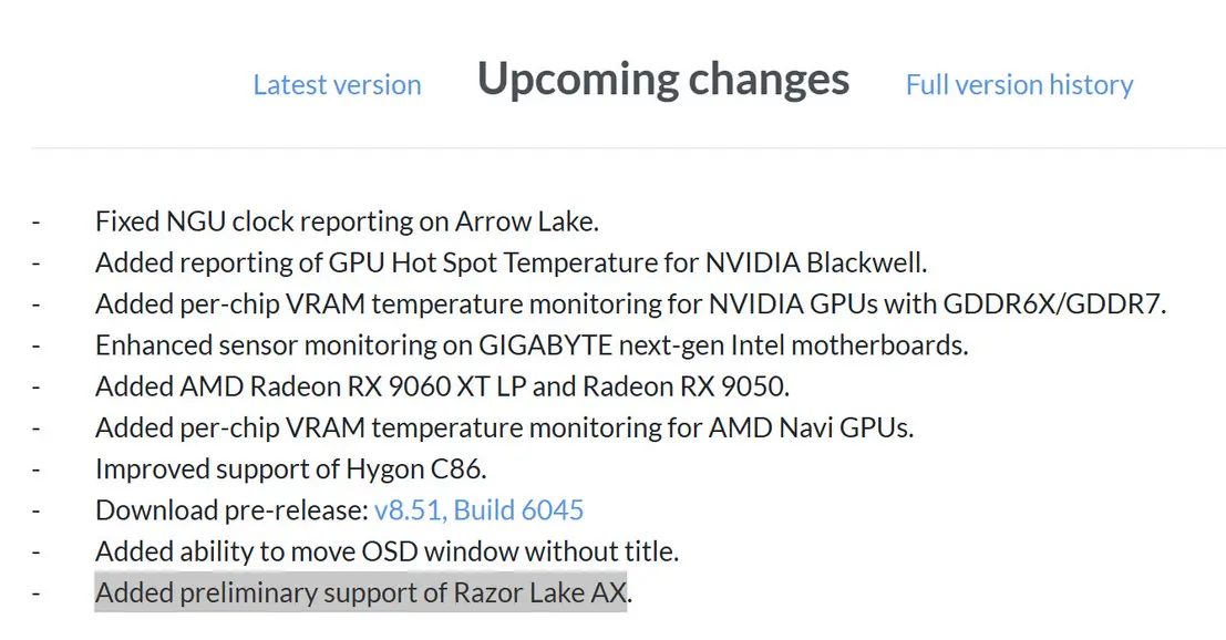 Intel Razor Lake-AX засветился в HWiNFO, подтверждая, что SoC класса Halo бросит вызов AMD Halo примерно в 2028 году