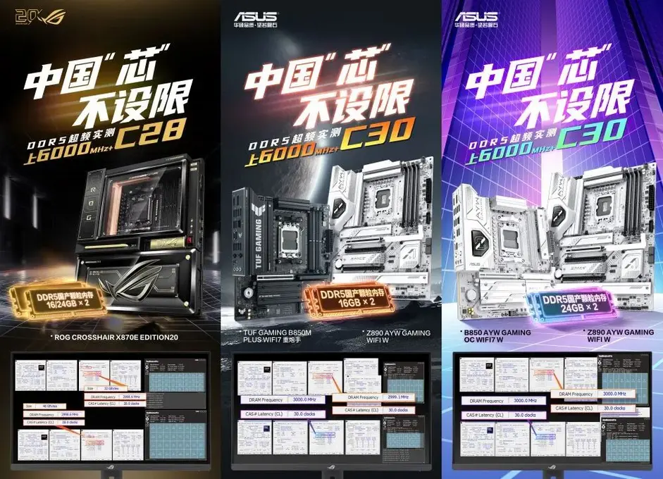 Китайская память DDR5 покоряет 9000 MT/s и с лёгкостью предлагает CL30/CL28 на модулях “CXMT” с частотой 6000 MT/s+