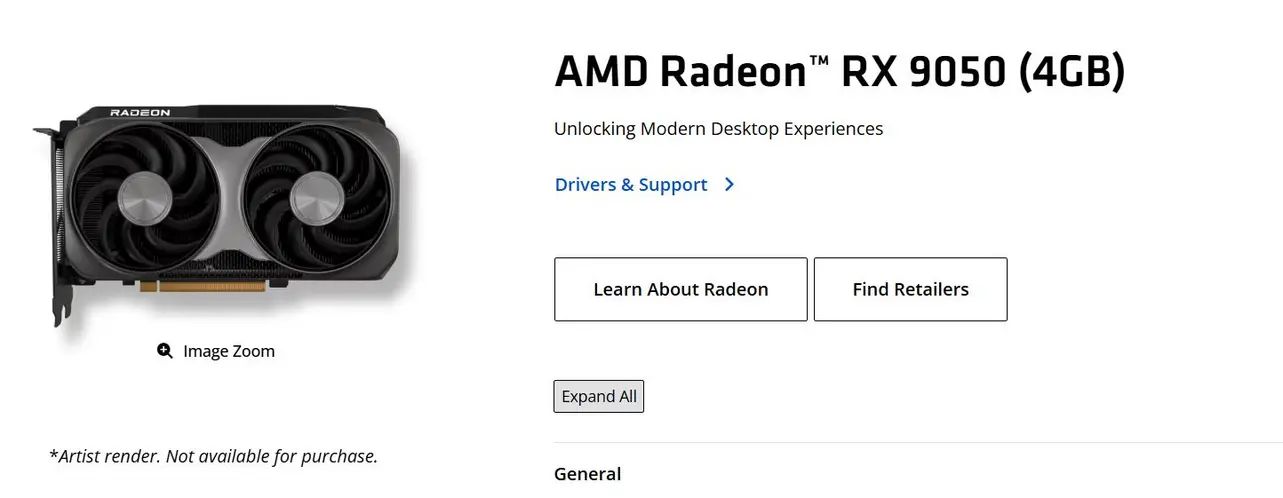 AMD подтверждает характеристики Radeon RX 9050 4 ГБ: 64-битная шина памяти и урезанный до 16 МБ &laquo;Infinity Cache&raquo;