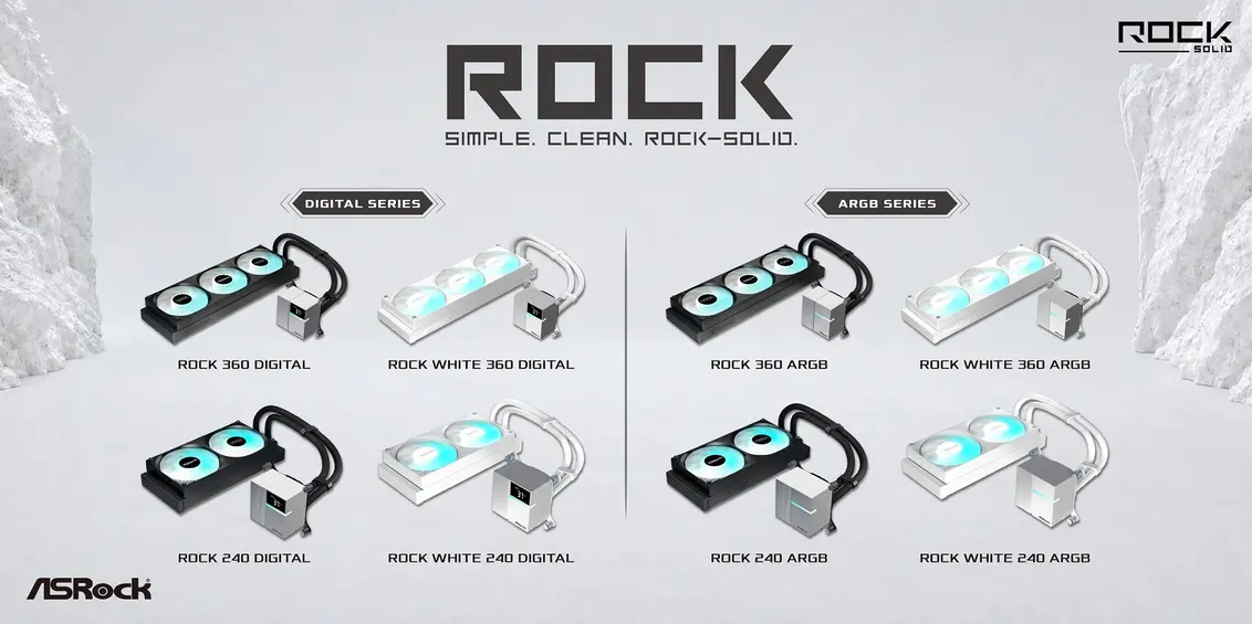 ASRock представляет &laquo;Rock Series&raquo; &mdash; системы жидкостного охлаждения с цифровыми и ARGB-моделями на радиаторах 240 и 360 мм