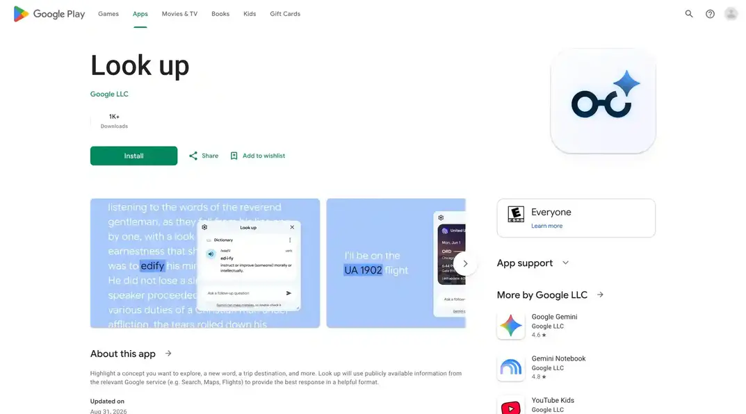 Утекшее приложение Google &laquo;Look Up&raquo; объединяет ИИ-сводки и поиск авиабилетов для Google Books