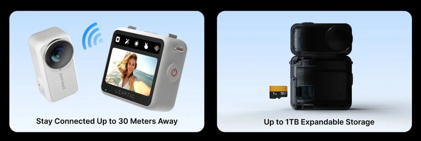 Новая экшн-камера Dreame Leaptic Cube с разъемной конструкцией поддерживает запись видео в формате 8K с частотой 30 кадров в секунду.