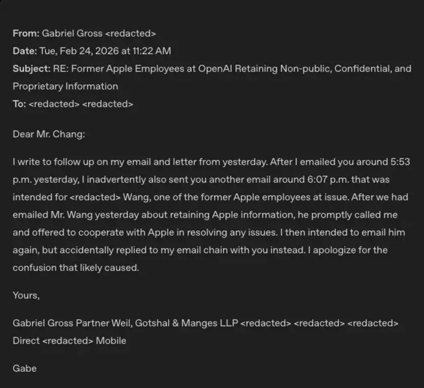 Иск Apple к OpenAI накаляет обстановку: Apple сообщает, что могут быть замешаны и другие сотрудники