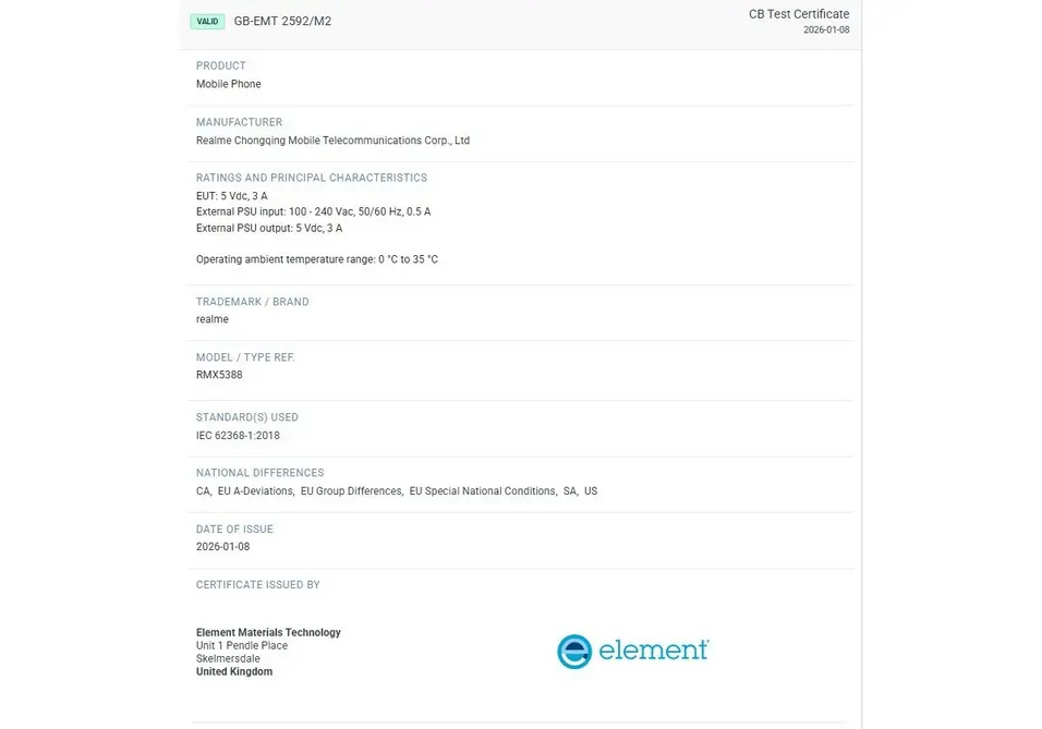 Раскрыты подробности о Realme Note 80: стала известна скорость зарядки смартфона