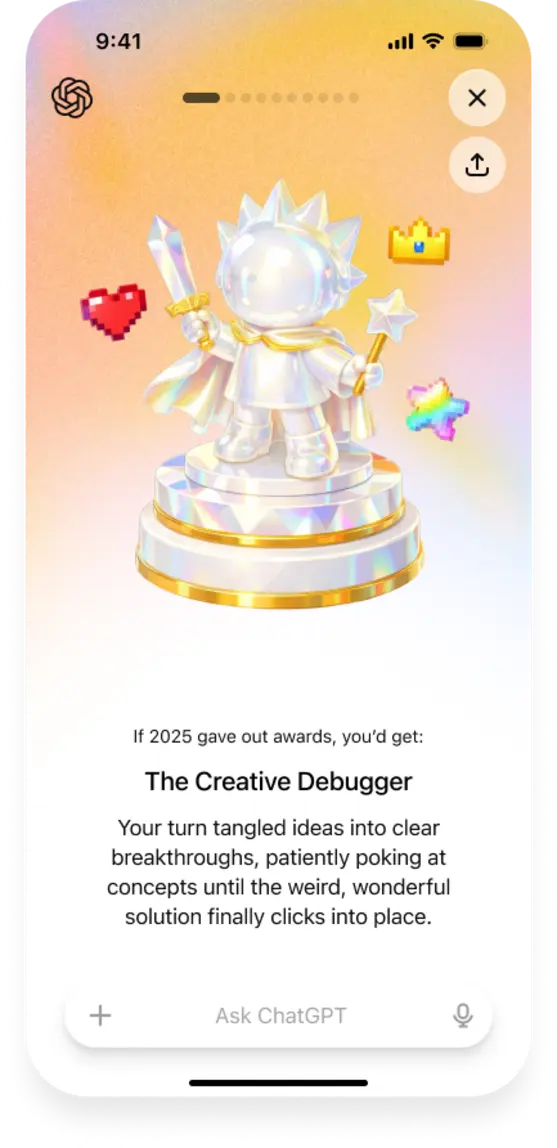 ChatGPT представляет подведение итогов года в духе Spotify Wrapped