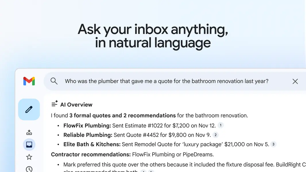 Gmail представляет персонализированный входящий ящик на основе ИИ, обзоры с использованием ИИ в поиске и многое другое.