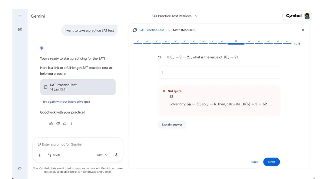 Google теперь предлагает бесплатные пробные экзамены SAT на базе Gemini.