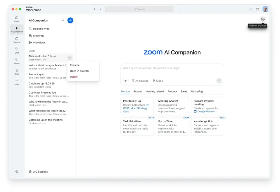 Zoom представляет офисный пакет на базе &laquo;AI&raquo;, а в этом месяце обещает появление &laquo;AI&raquo;-аватаров для встреч