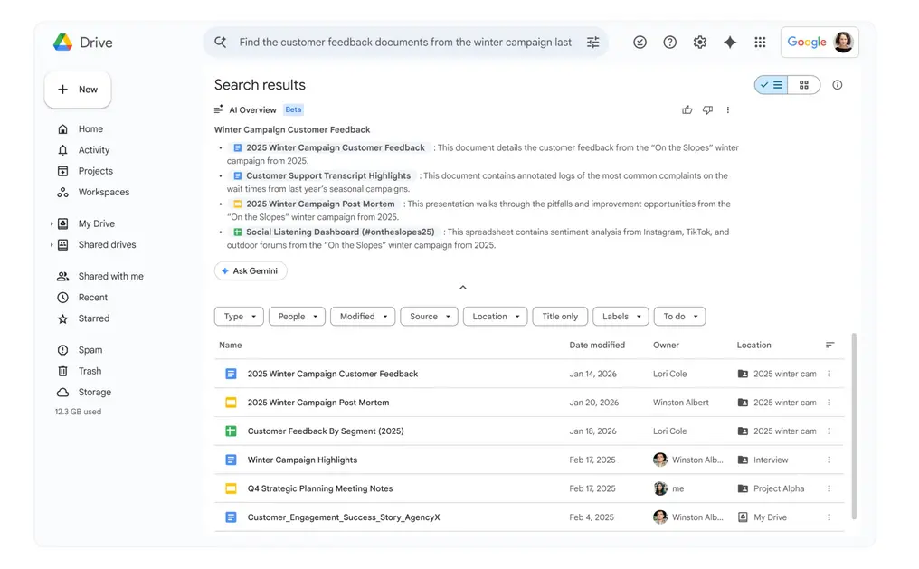 Google внедряет новые возможности Gemini в Docs, Sheets, Slides и Drive