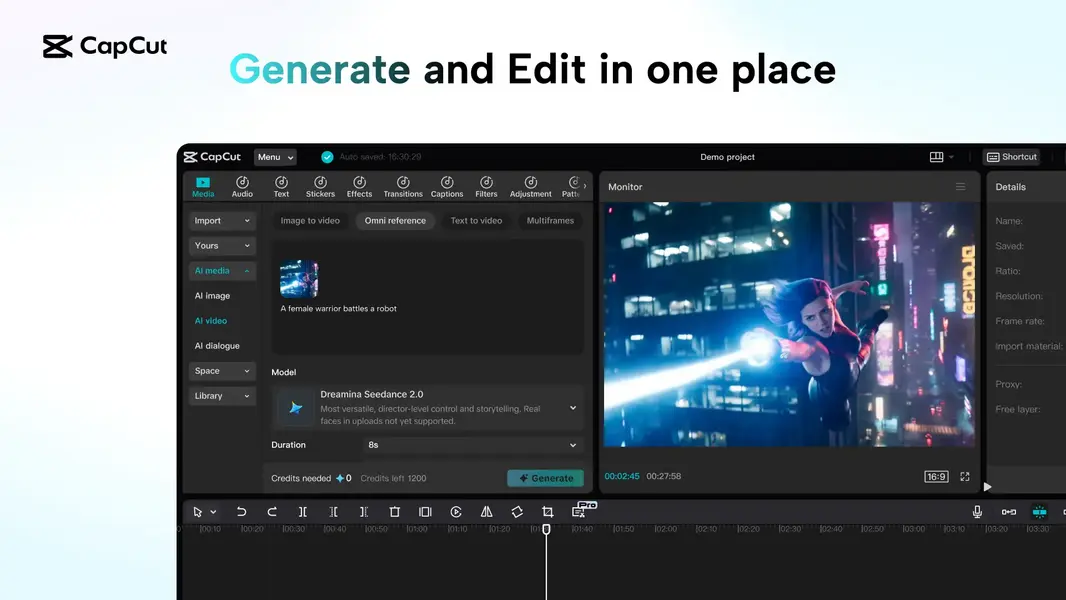 Новая нейросеть для генерации видео Dreamina Seedance 2.0 от ByteDance теперь в CapCut