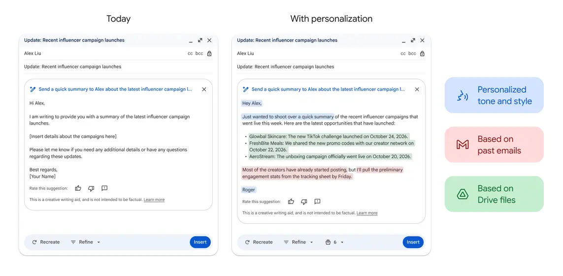 ИИ-инструмент для написания писем в Gmail теперь имитирует ваш стиль и анализирует входящие
